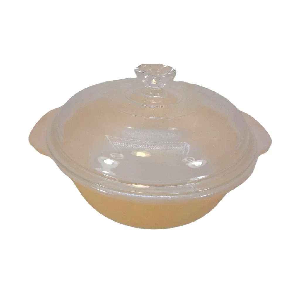 Anchor Hocking Fire-King Casserole‎ Dish Excellent Peach Luster Lid Tab Handles